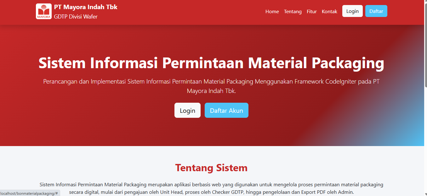 Sistem Informasi Permintaan Material Packaging