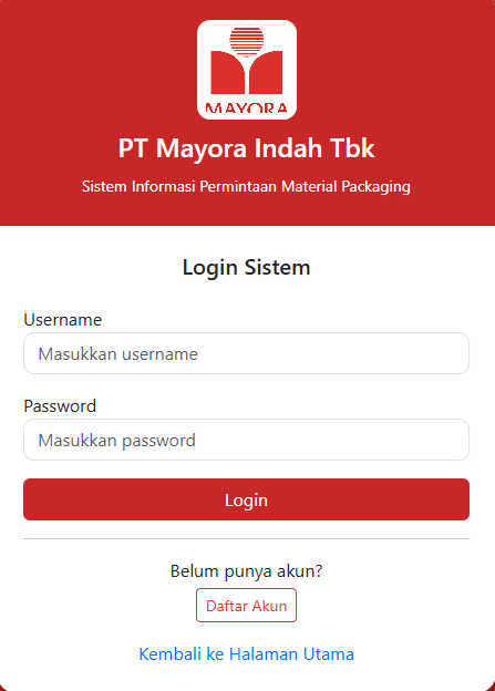 Halaman Login Sistem
