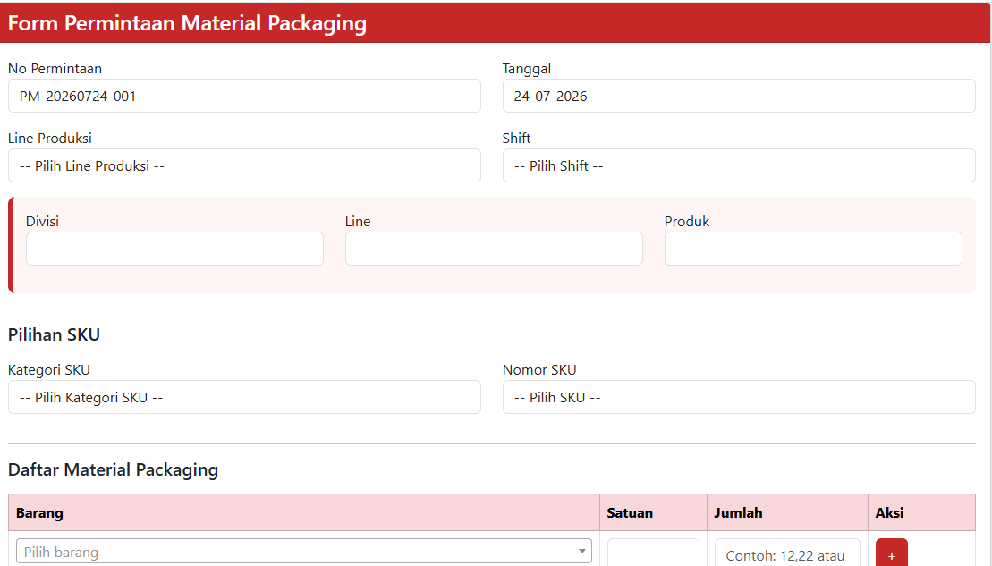 Form Pengajuan Permintaan Material