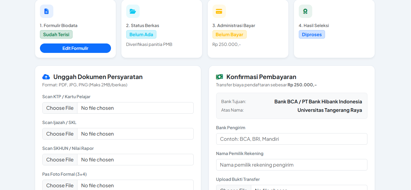 Upload Berkas & Pembayaran